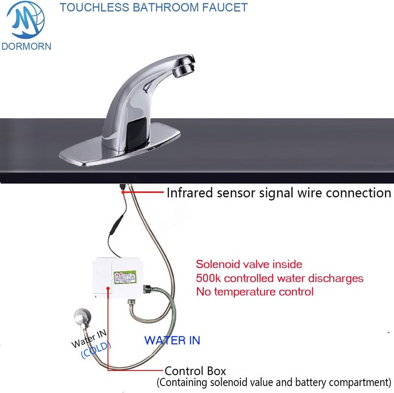 ADdormorn Touchless Bathroom Faucets Motion Sensor Faucet Commercial Infrared Automatic Faucets Automatic Restroom Faucet Hands-Free Toilet Commercial Faucet Cold Water - Image 4